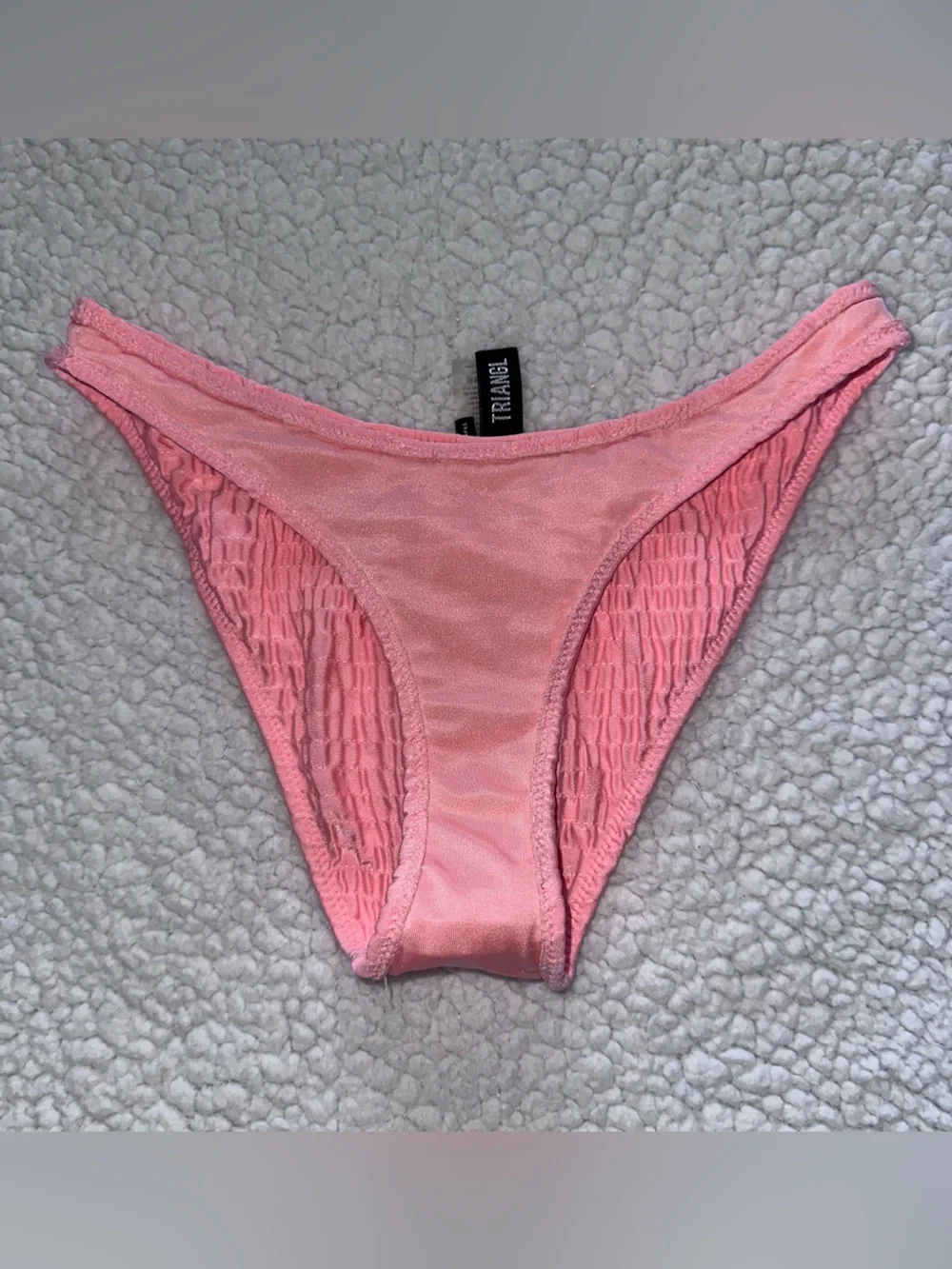 TRIANGL bikini set peach pink crinkle texture cheeky cut adjustable straps S